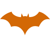 Orange bat silhouette on black background