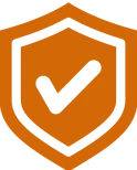 Orange shield with black checkmark