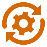 Mechanical process symbol in orange