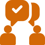 Two figures with speech bubbles